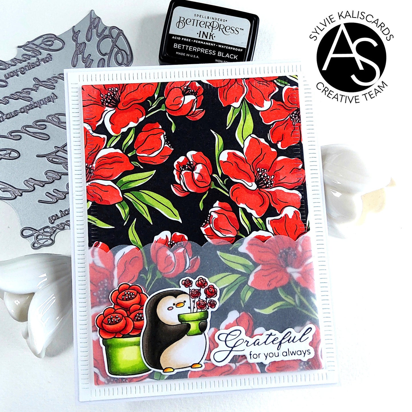 Charming Floral Background Stencil Set, Press Plate & Hot Foil Plates – Alex Syberia Designs, BetterPress System compatible, die-cutting, cardmaking supplies, tutorial available.