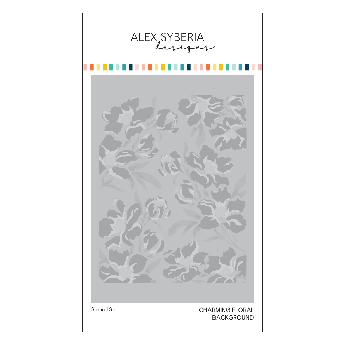 Charming Floral Background Stencil Set, Press Plate & Hot Foil Plates – Alex Syberia Designs, BetterPress System compatible, die-cutting, cardmaking supplies, tutorial available.