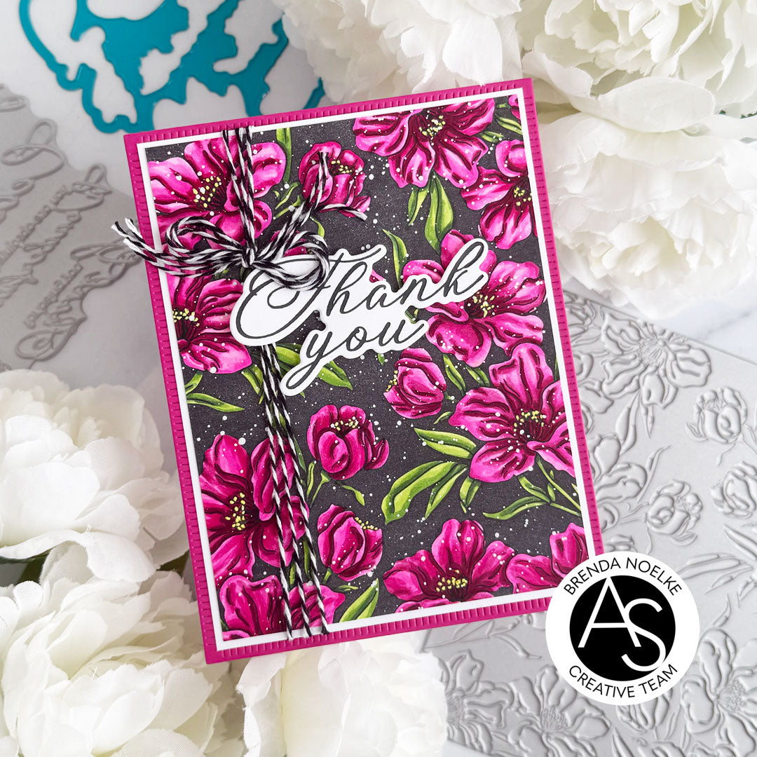 Charming Floral Background Stencil Set, Press Plate & Hot Foil Plates – Alex Syberia Designs, BetterPress System compatible, die-cutting, cardmaking supplies, tutorial available.