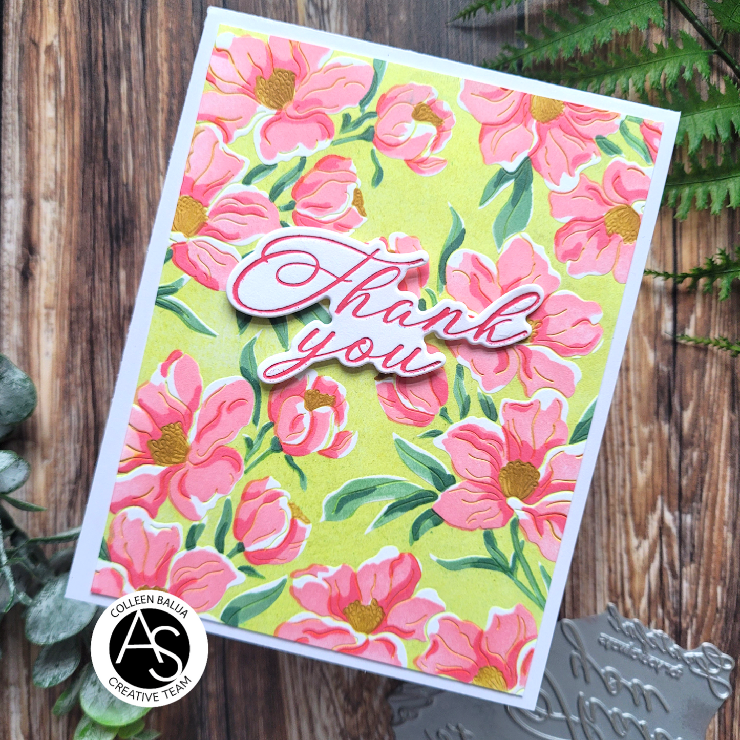 Charming Floral Background Stencil Set, Press Plate & Hot Foil Plates – Alex Syberia Designs, BetterPress System compatible, die-cutting, cardmaking supplies, tutorial available.