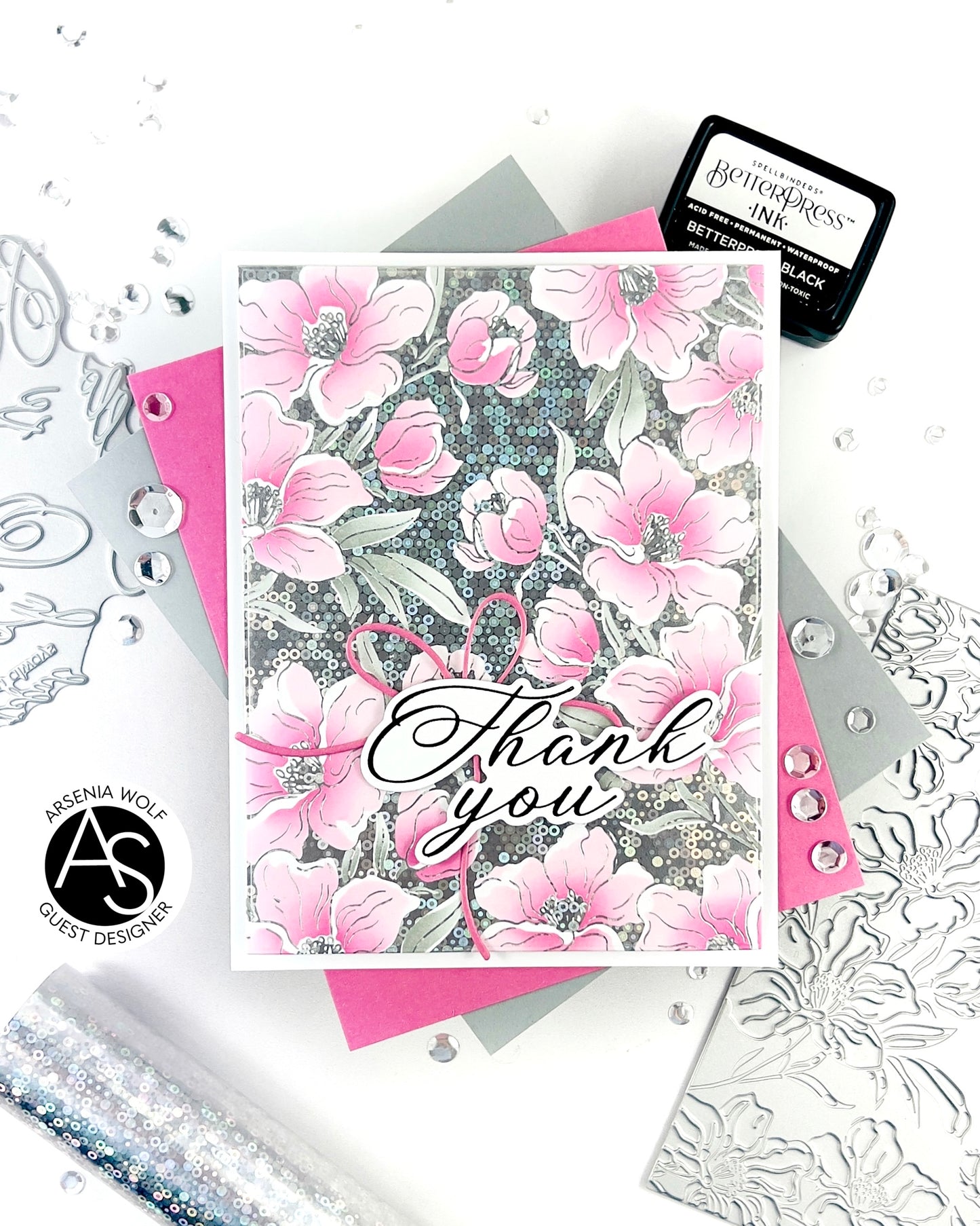 Charming Floral Background Stencil Set, Press Plate & Hot Foil Plates – Alex Syberia Designs, BetterPress System compatible, die-cutting, cardmaking supplies, tutorial available.
