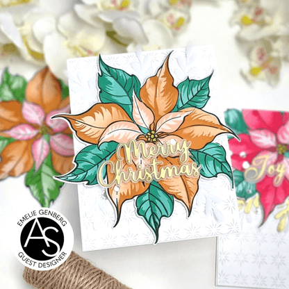 festive-poinsettia-alex-syberia-designs-stamps-dies-stencil-hotfoil-scrapbooking-christmas-holiday-collection-newyear-handmade-coloring-tutorial-scrapbooking-album-stencils-cardmaking-greeting-cards-ink-blending-hot-foiling-ink-blending-copic-coloring-mixed-media-scrapbooking-albums-layouts