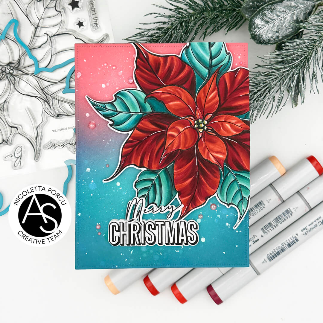 festive-poinsettia-alex-syberia-designs-stamps-dies-stencil-hotfoil-scrapbooking-christmas-holiday-collection-newyear-handmade-coloring-tutorial-scrapbooking-album-stencils-cardmaking-greeting-cards-ink-blending-hot-foiling