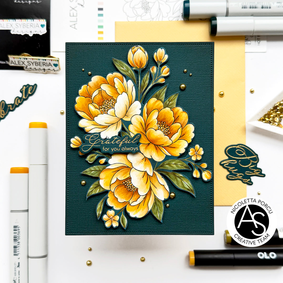 Lush Peony Bouquet Press+Foil Plate