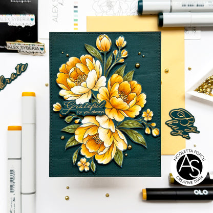 Lush Peony Bouquet Press+Foil Plate