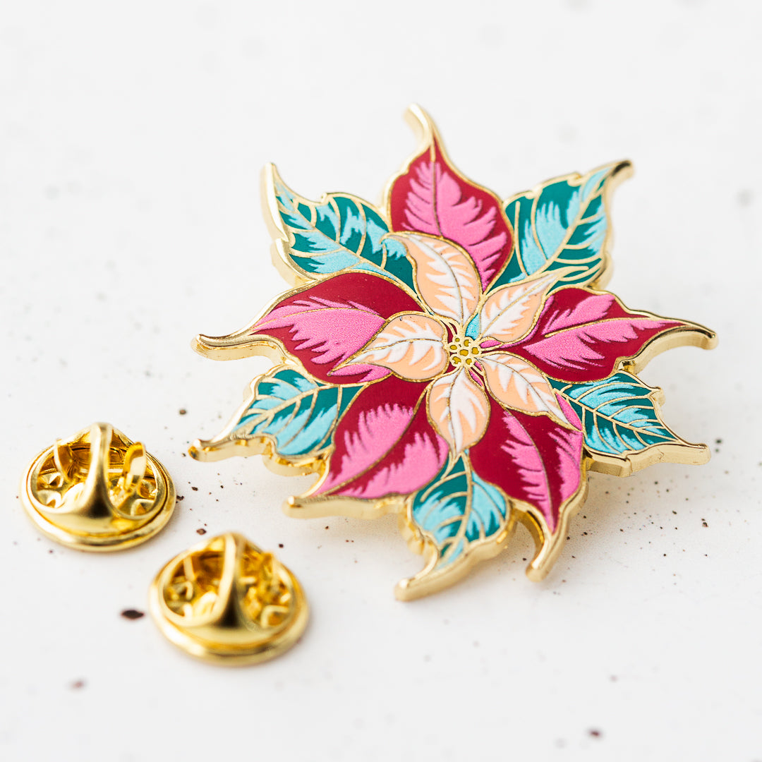 Alex-syberia-designs-enamel-pin-festive-poinsetia-floral pins