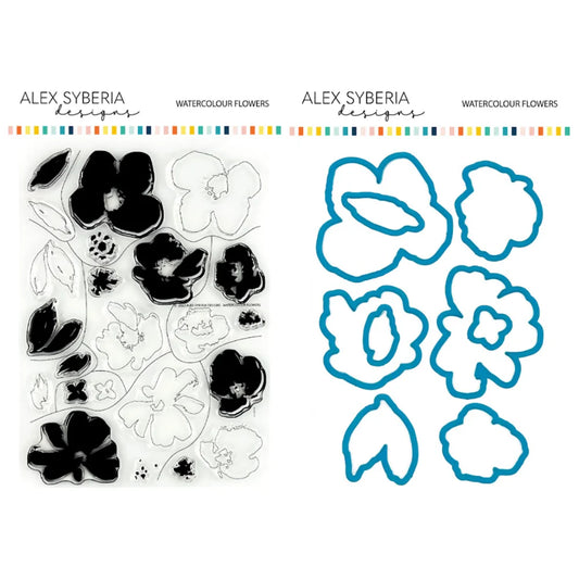 Watercolor Flowers Stamp & Die Bundle