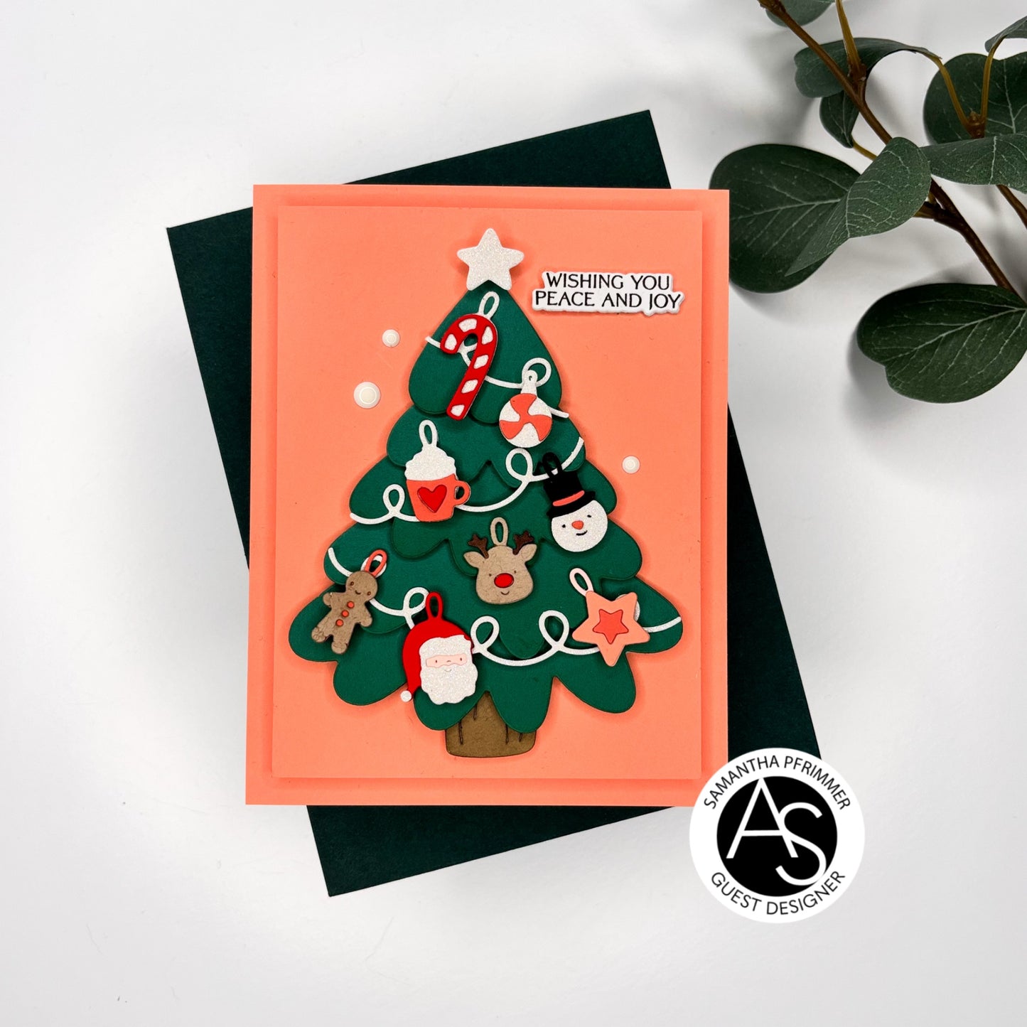 Christmas-themed card with festive illustrations and text on a snowy background Alex-Syberia-Designs merry mail stamp