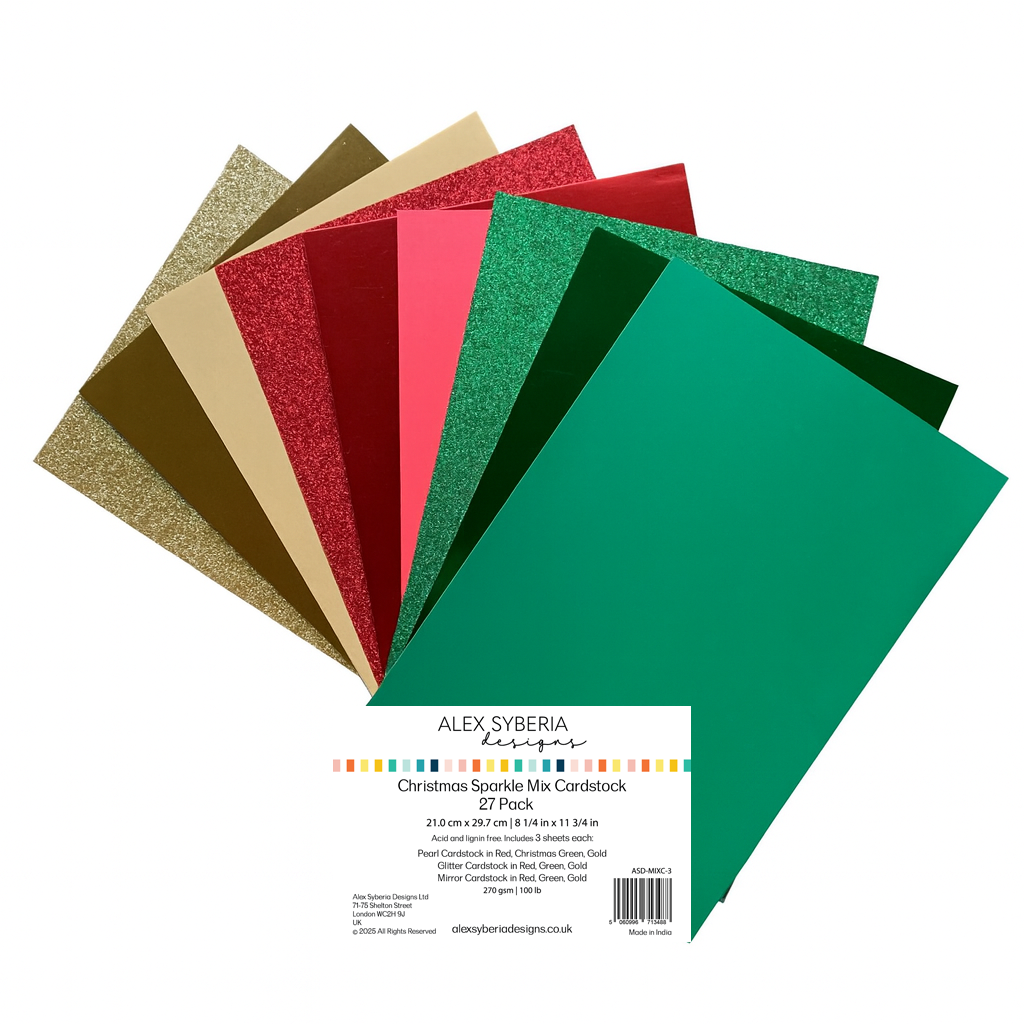 Christmas Sparkle Mix Cardstock 27 Pack – Alex Syberia Designs UK