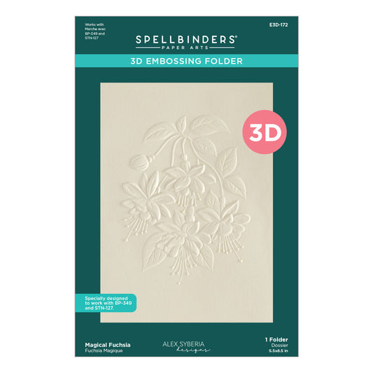 Spellbinders 3D Embossing Folder with floral design on a white background alex-syberia-designs-magical-fuchsia-spellbinders