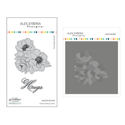 Hugs in Bloom Press/HotFoil Plate/Die Set & Stencil Set Bundle
