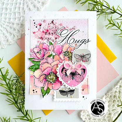 Hugs_In_Bloom_Postage_Alex_Syberia press plates spellbinders scrapbooking mixedmedia