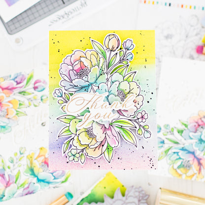 Lush Peony Bouquet Press+Foil Plate