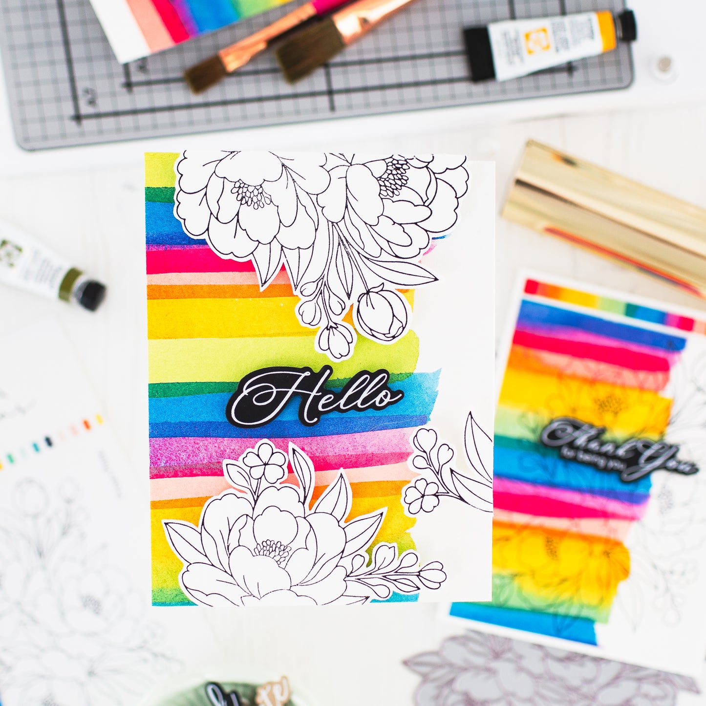 Lush Peony Bouquet Press+Foil Plate