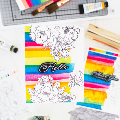 Lush Peony Bouquet Press+Foil Plate