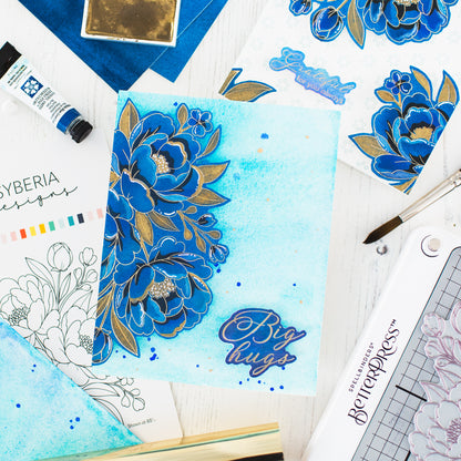 Lush Peony Bouquet Press+Foil Plate