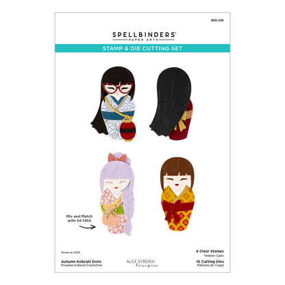 Autumn Kokeshi Dolls Stamp & Die Set by Alex Syberia