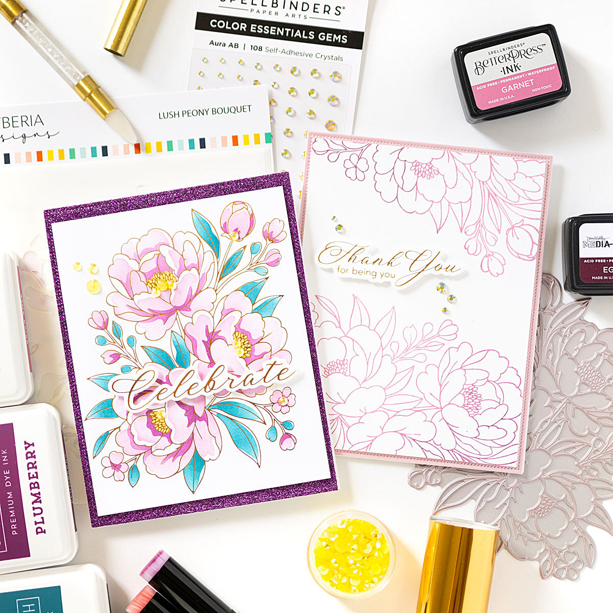 Lush Peony Bouquet Press + Hot Foil Plate & Stencil Bundle
