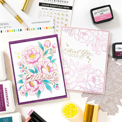 Lush Peony Bouquet Press + Hot Foil Plate & Stencil Bundle