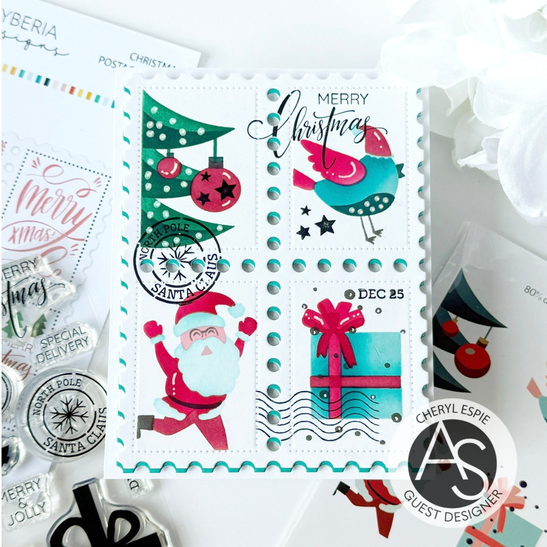 Christmas Postage Stamps Stencil Set