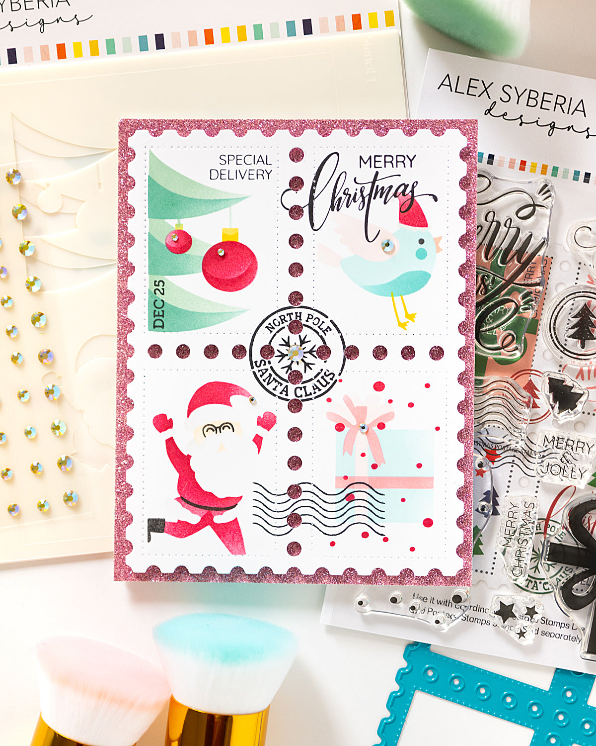 Christmas Postage Stamps Stencil Set