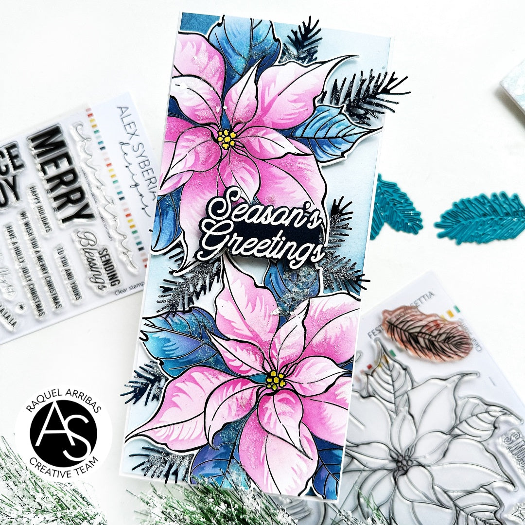 Festive Poinsettia Stamp, Die & Stencil Bundle