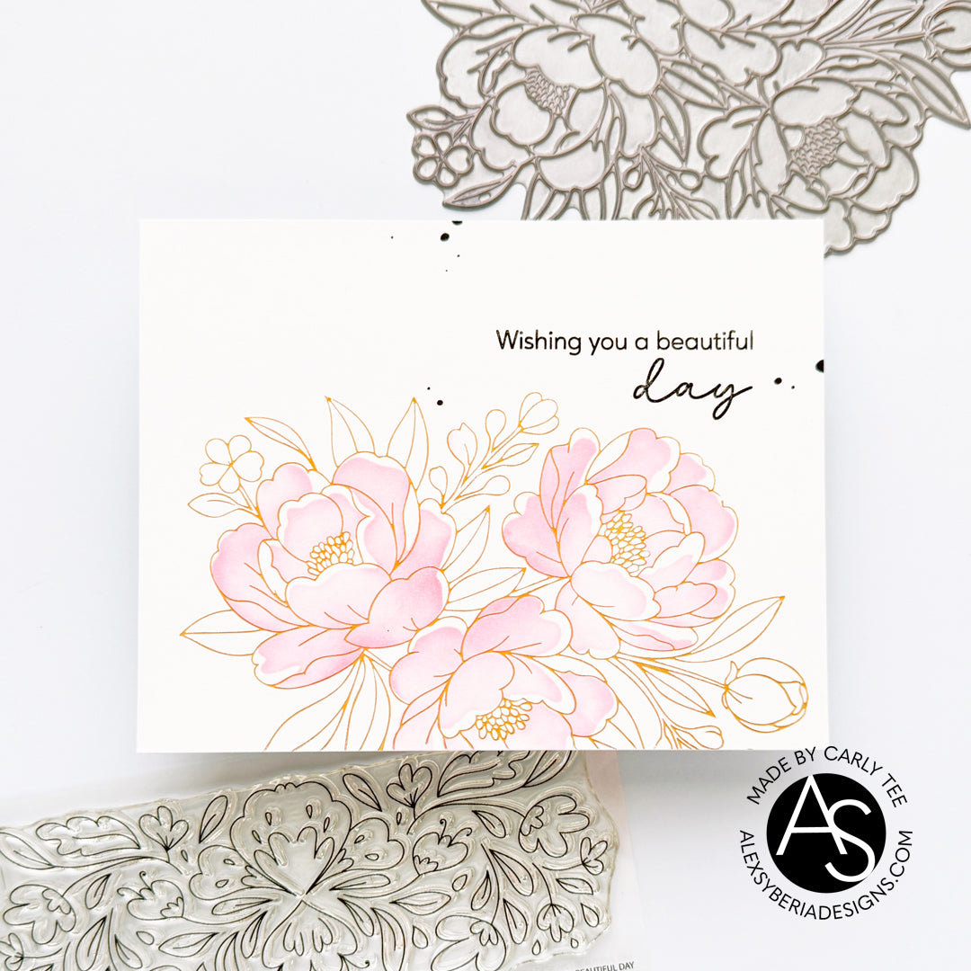Lush Peony Bouquet Press + Hot Foil Plate & Stencil Bundle