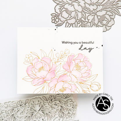 Lush Peony Bouquet Press + Hot Foil Plate & Stencil Bundle