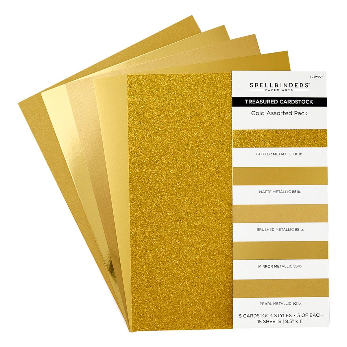 Spellbinders- Gold Assortment Treasured Cardstock  8 1/2" x 11 -15 Pack