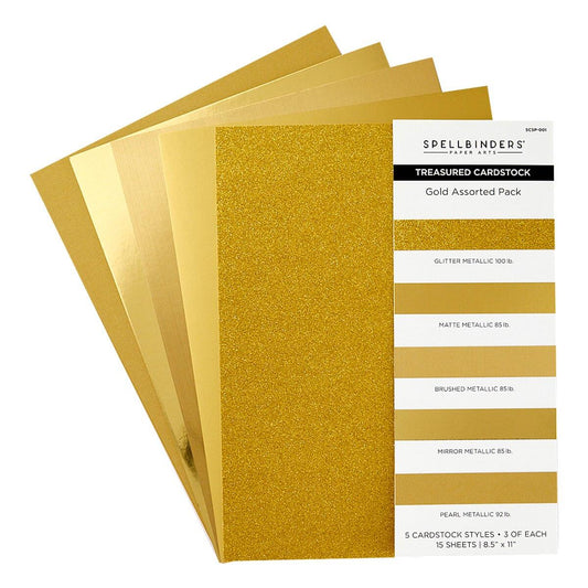 Spellbinders- Gold Assortment Treasured Cardstock  8 1/2" x 11 -15 Pack