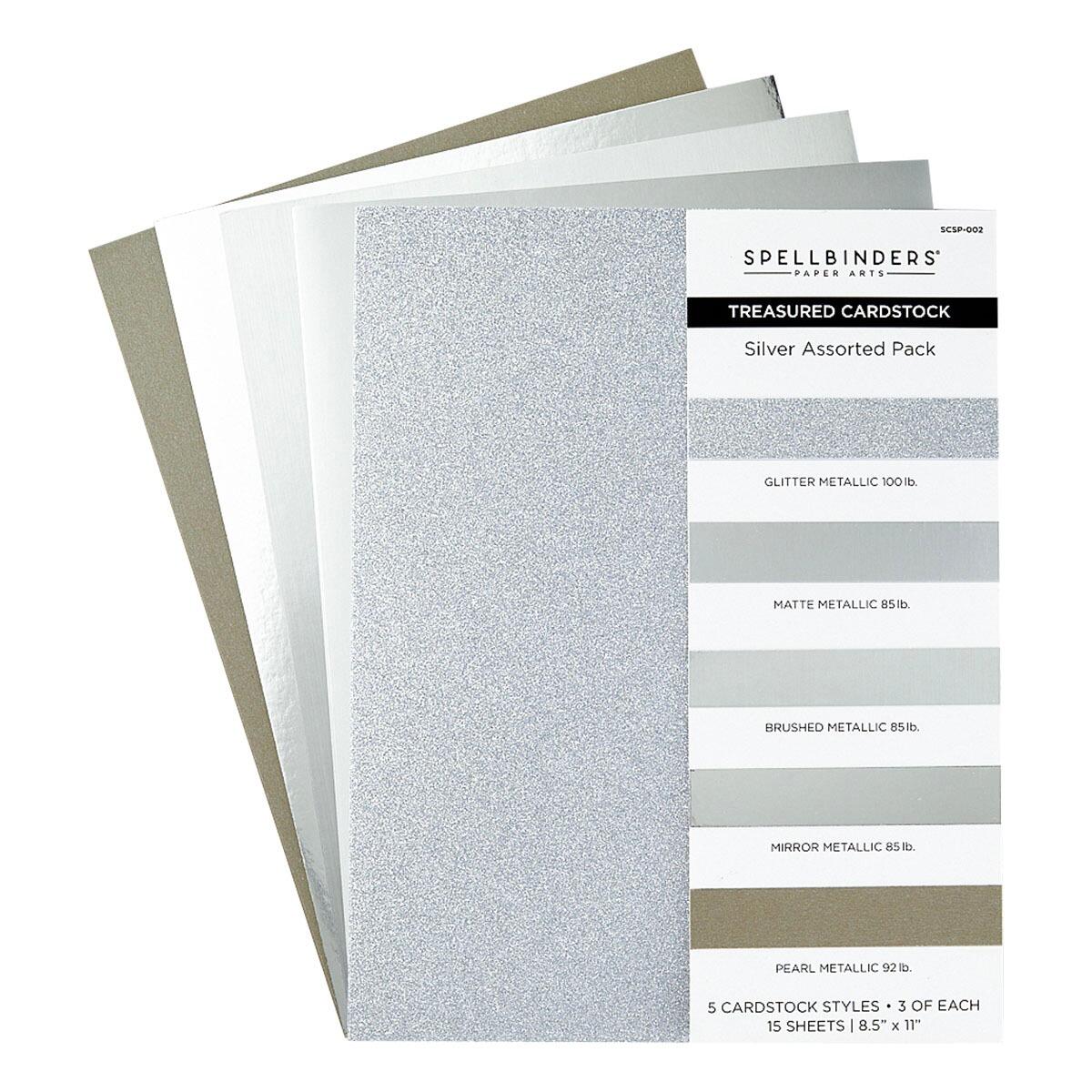Spellbinders- Silver Assortment Treasured Cardstock  8 1/2" x 11 -15 Pack