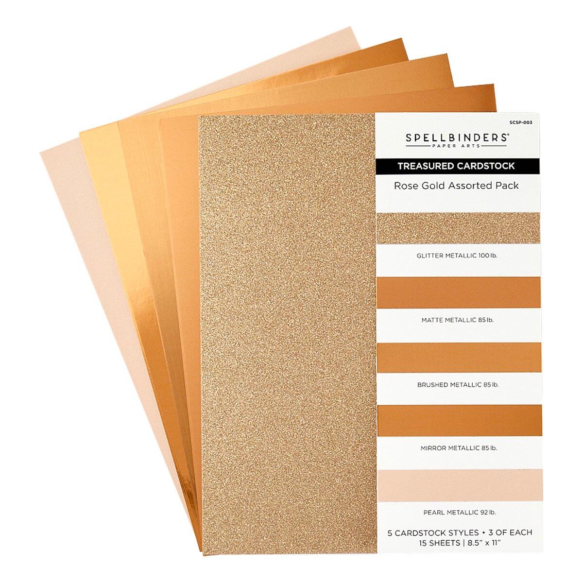 Spellbinders- Rose Gold Assortment Treasured Cardstock  8 1/2" x 11 -15 Pack