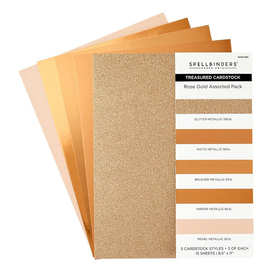 Spellbinders- Rose Gold Assortment Treasured Cardstock  8 1/2" x 11 -15 Pack